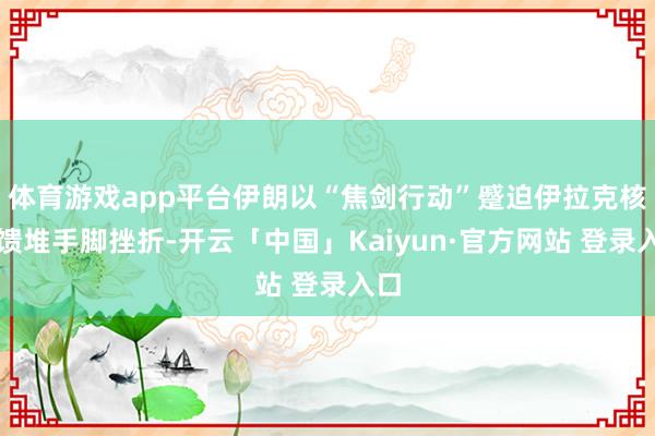 体育游戏app平台伊朗以“焦剑行动”蹙迫伊拉克核反馈堆手脚挫折-开云「中国」Kaiyun·官方网站 登录入口